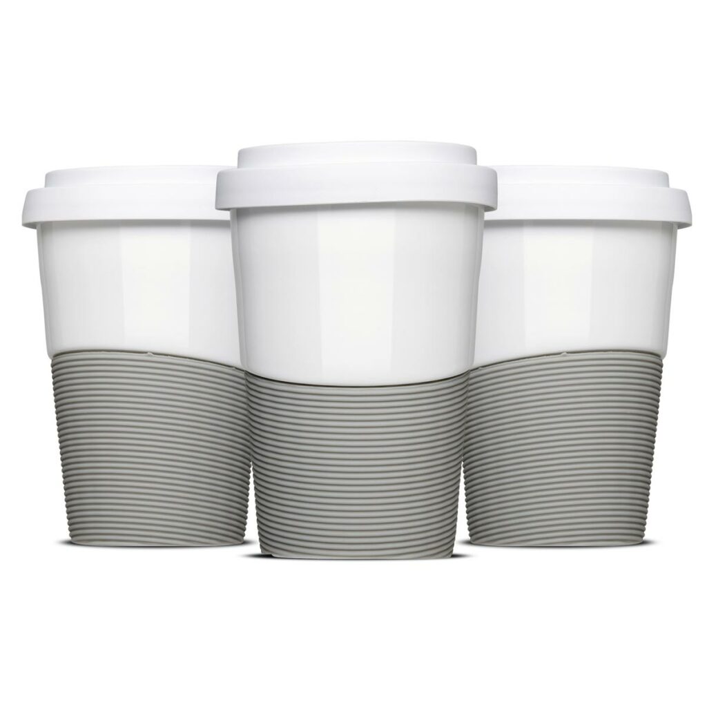 Coffee2Go Wave mit Banderolen in Standardfarbe Grau von Mahlwerck Porzellan