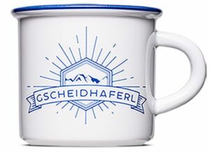Retro Tasse mit Spruch Gscheidhaferl für Fach und Einzelhandel - Mahlwerck Prozellan