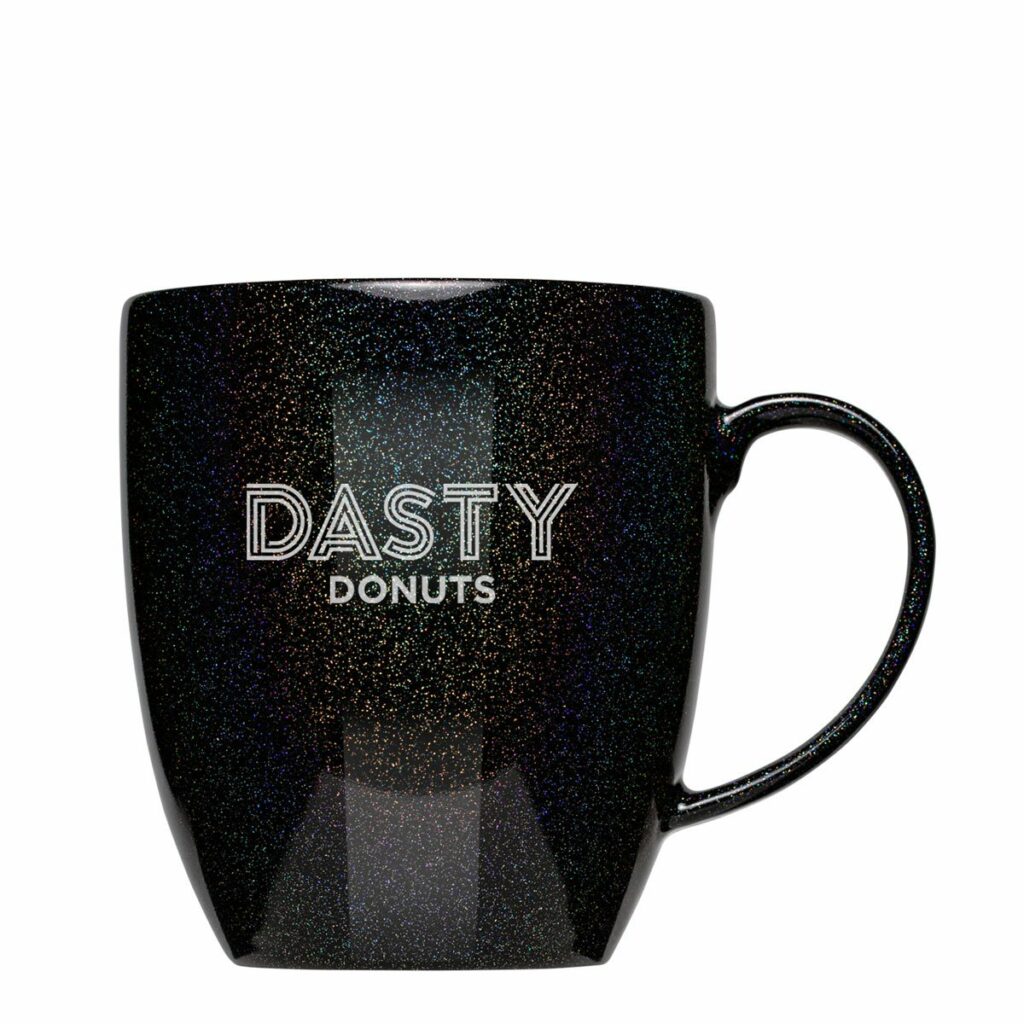 Glitzer Tasse SuperSparkly mit Logo und Transferdruck - Mahlwerck Porzellan