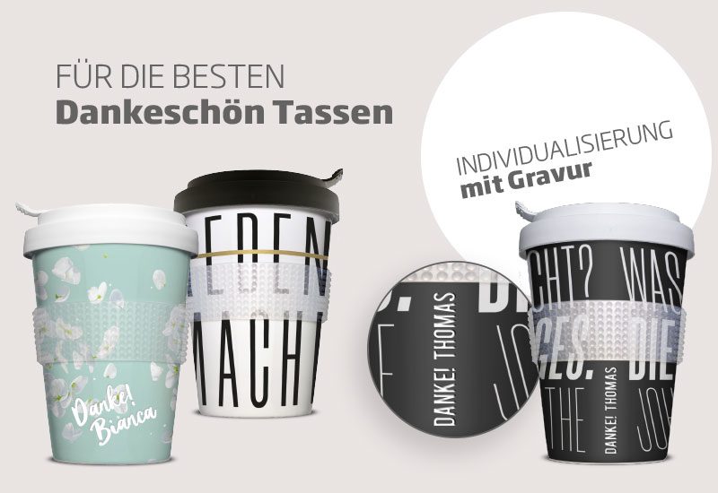 Dankeschön Becher mit Namensgravur und Spruch Corona Aktion - Mahlwerck Porzellan